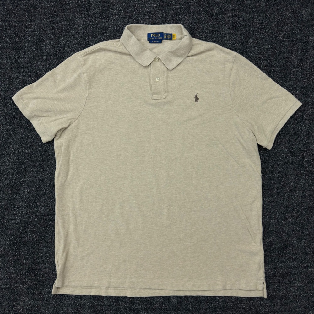 Polo‎ Ralph Lauren Mens XXL Classic Fit Tan Beige Cotton Pique Short Sleeve Polo